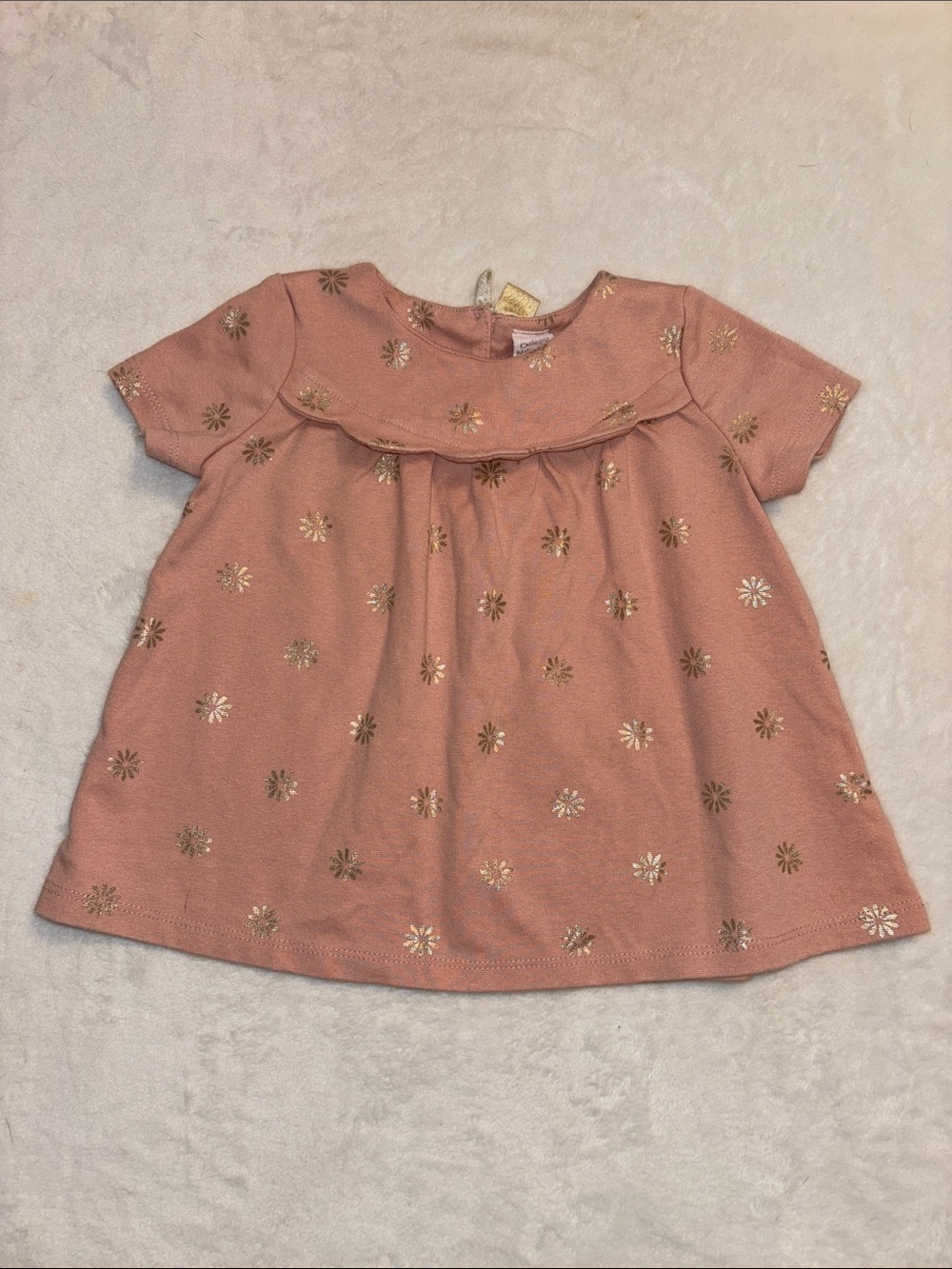 Catherine Malandrino Girls Dusty Rose Dress with Gold Foil Daisies